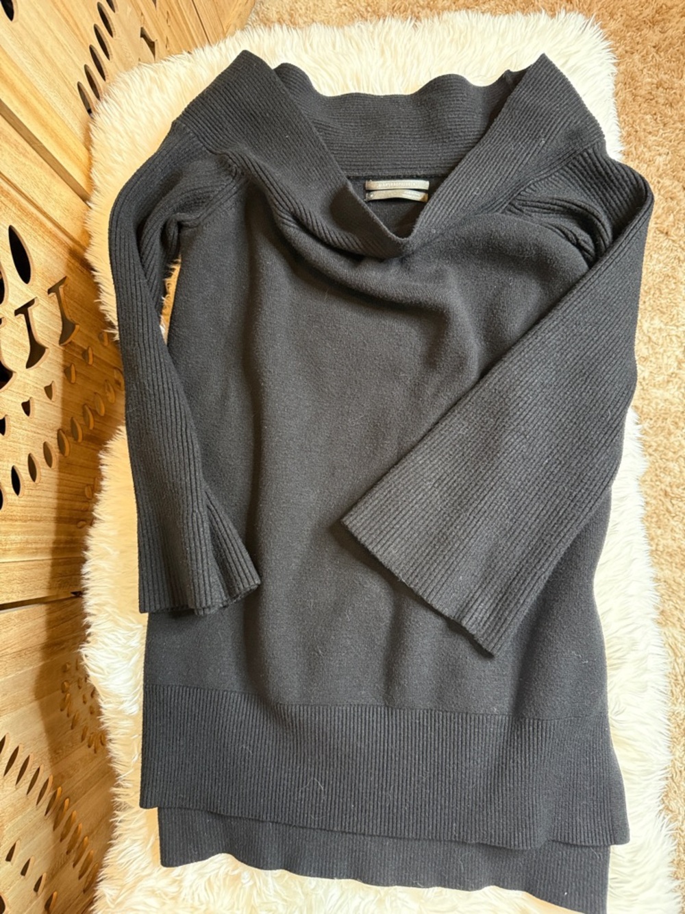 Anthropologie Black Off-the-Shoulder Knit Sweater
